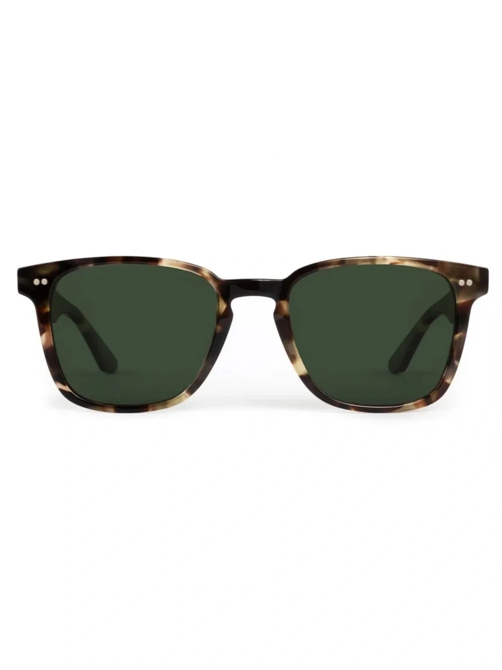 KREWE Vindel Tortoiseshell Square Sunglasses with Polarized Green Lenses